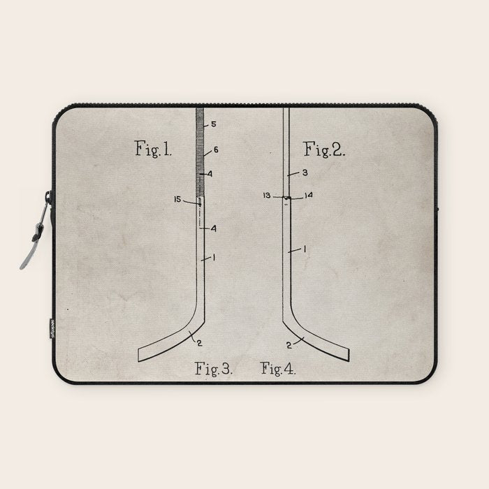 Ice Hockey Stick Patent - Ice Hockey Art - Antique Laptop Sleeve Gallery Image 1