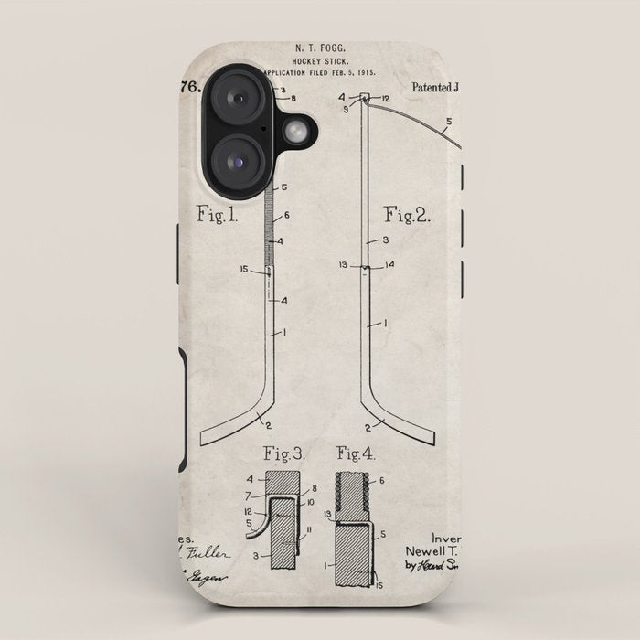 Ice Hockey Stick Patent - Ice Hockey Art - Antique iPhone Case Gallery Image 1