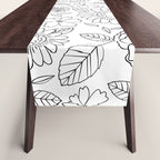 Black and white hand drawn flower art pattern Table Runner Gallery Image 1