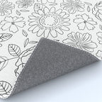 Black and white hand drawn flower art pattern Rug Gallery Image 4