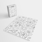 Black and white hand drawn flower art pattern Jigsaw Puzzle Gallery Image 2