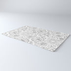 Black and white hand drawn flower art pattern Rug Gallery Image 3