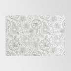 Black and white hand drawn flower art pattern Rug Gallery Image 2