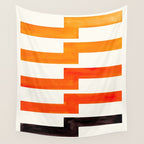 Orange & Black Geometric Minimal Mid Century Modern Lightning Bolt Pattern Watercolor Art Wall Tapestry Gallery Image 4
