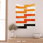 Orange & Black Geometric Minimal Mid Century Modern Lightning Bolt Pattern Watercolor Art Wall Tapestry Gallery Image 2