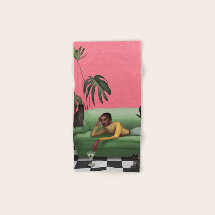 Martini and Monstera Bath Towel Gallery Image 1
