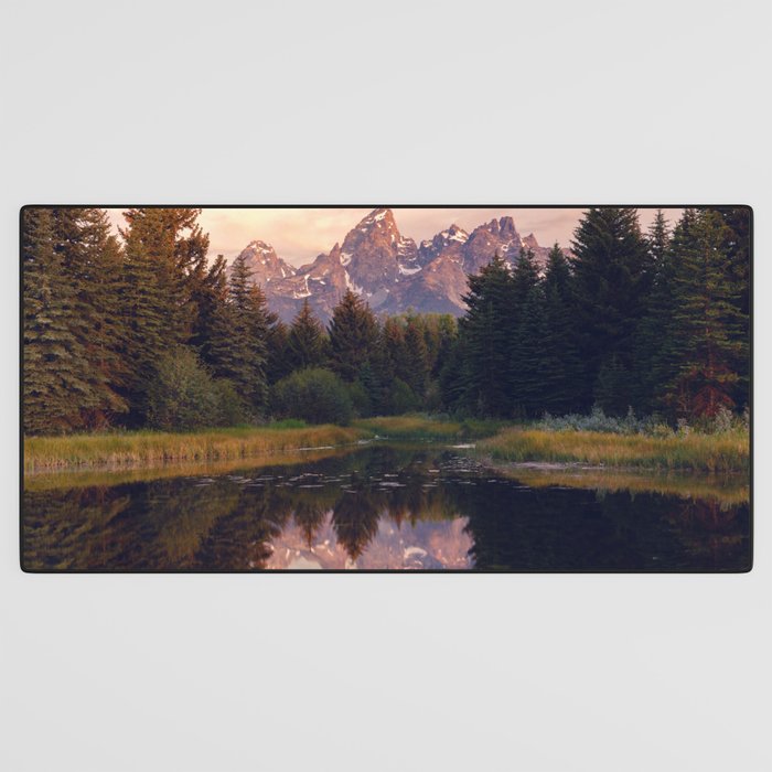 Grand Teton Mountain Sunrise - Schwabacher Landing Desk Mat Gallery Image 3