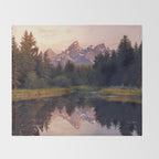Grand Teton Mountain Sunrise - Schwabacher Landing Throw Blanket Gallery Image 2