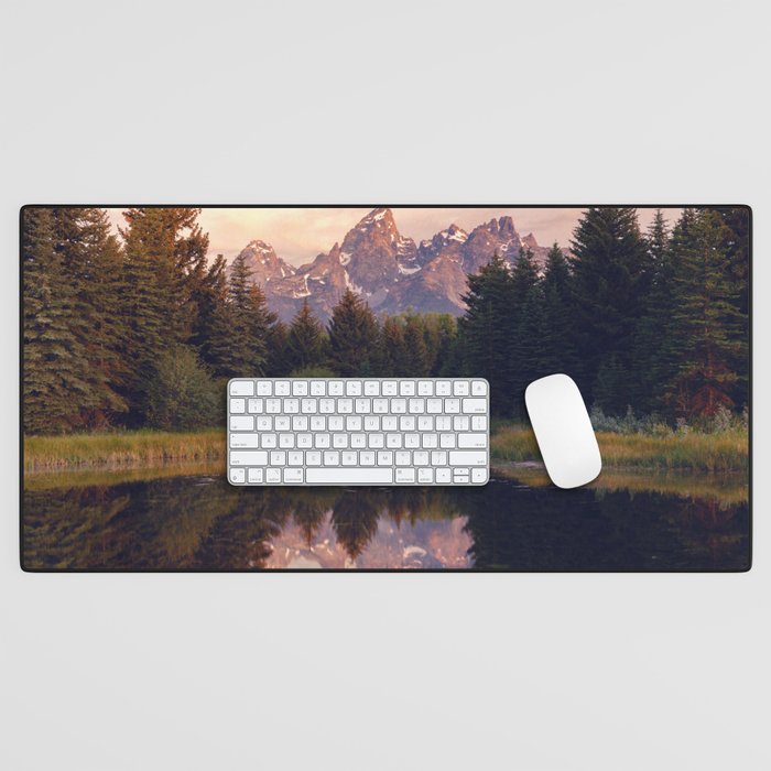 Grand Teton Mountain Sunrise - Schwabacher Landing Desk Mat Gallery Image 1