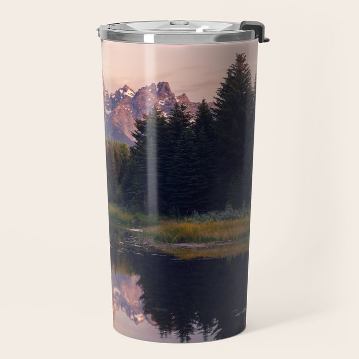 Grand Teton Mountain Sunrise - Schwabacher Landing Travel Mug Gallery Image 2