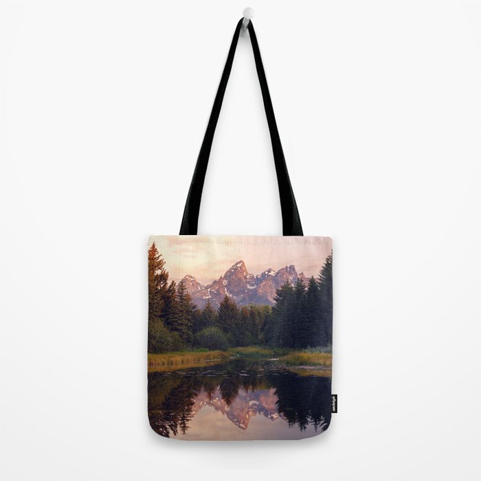 Grand Teton Mountain Sunrise - Schwabacher Landing Tote Bag Gallery Image 2