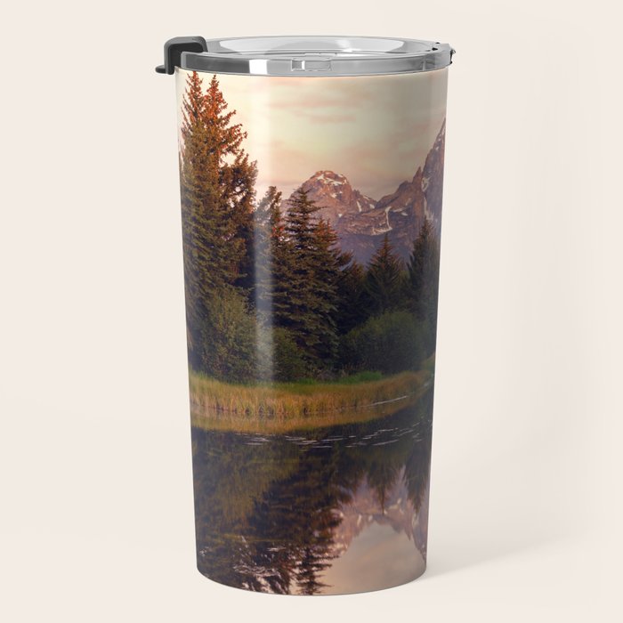 Grand Teton Mountain Sunrise - Schwabacher Landing Travel Mug Gallery Image 3