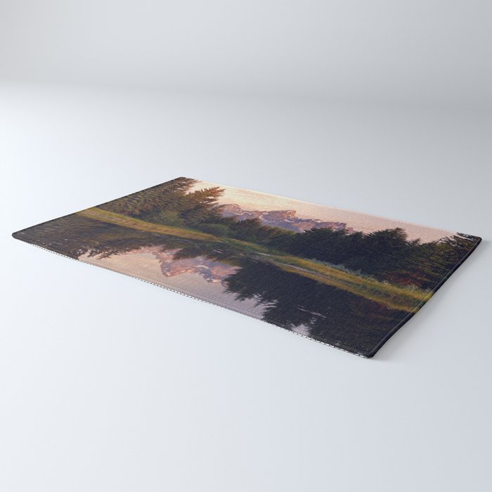 Grand Teton Mountain Sunrise - Schwabacher Landing Rug Gallery Image 3