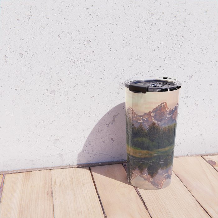 Grand Teton Mountain Sunrise - Schwabacher Landing Travel Mug Gallery Image 4