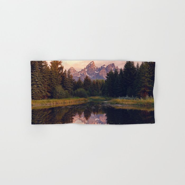 Grand Teton Mountain Sunrise - Schwabacher Landing Bath Towel Gallery Image 1