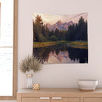 Grand Teton Mountain Sunrise - Schwabacher Landing Wall Tapestry Gallery Image 2