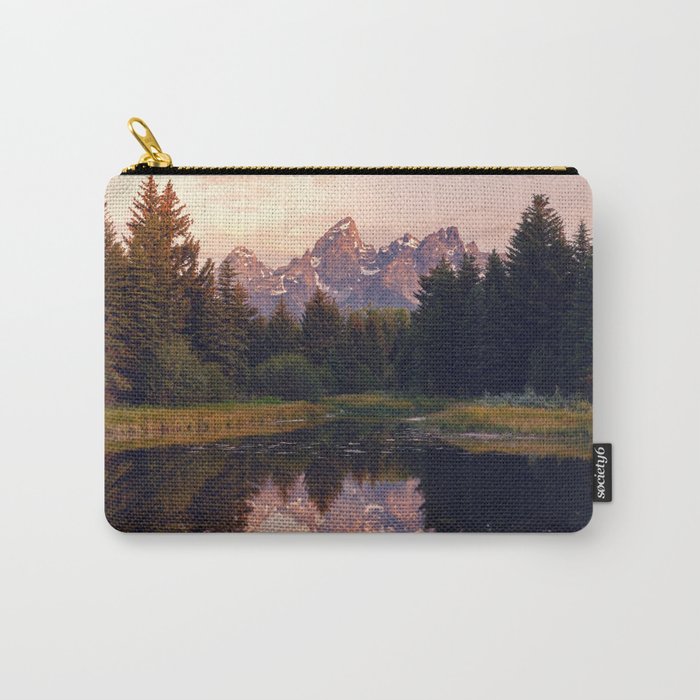 Grand Teton Mountain Sunrise - Schwabacher Landing Carry All Pouch Gallery Image 1