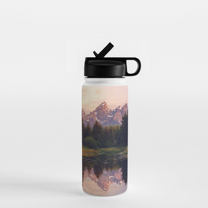 Grand Teton Mountain Sunrise - Schwabacher Landing Water Bottle Gallery Image 1