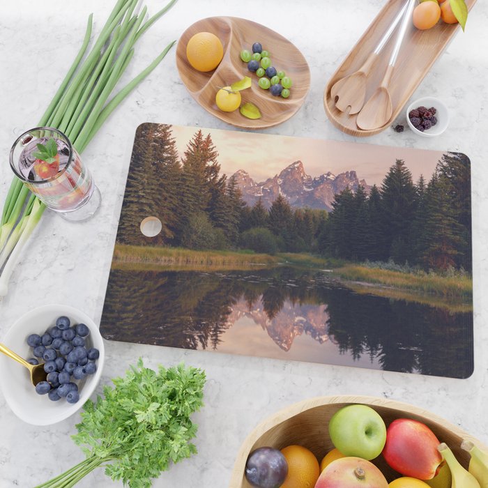 Grand Teton Mountain Sunrise - Schwabacher Landing Cutting Board Gallery Image 2