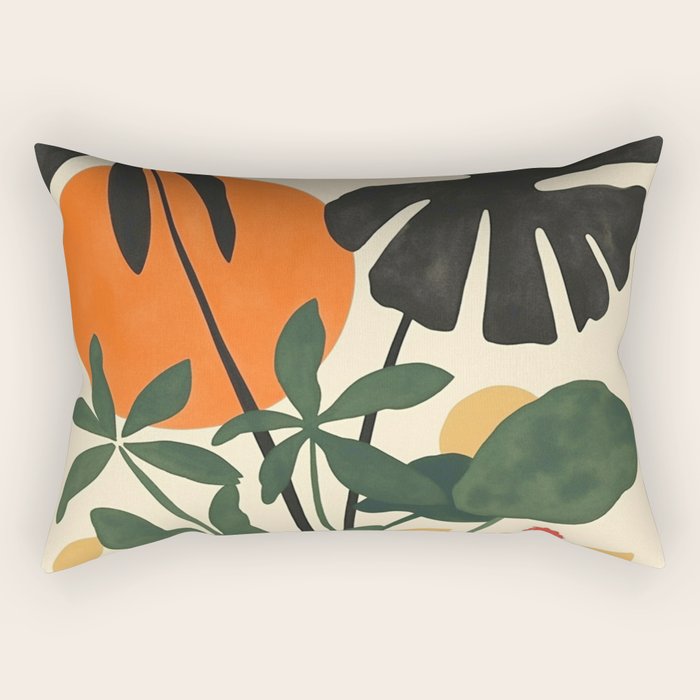 Terracotta Sun Botanical Silhouettes Rectangular Pillow Gallery Image 2
