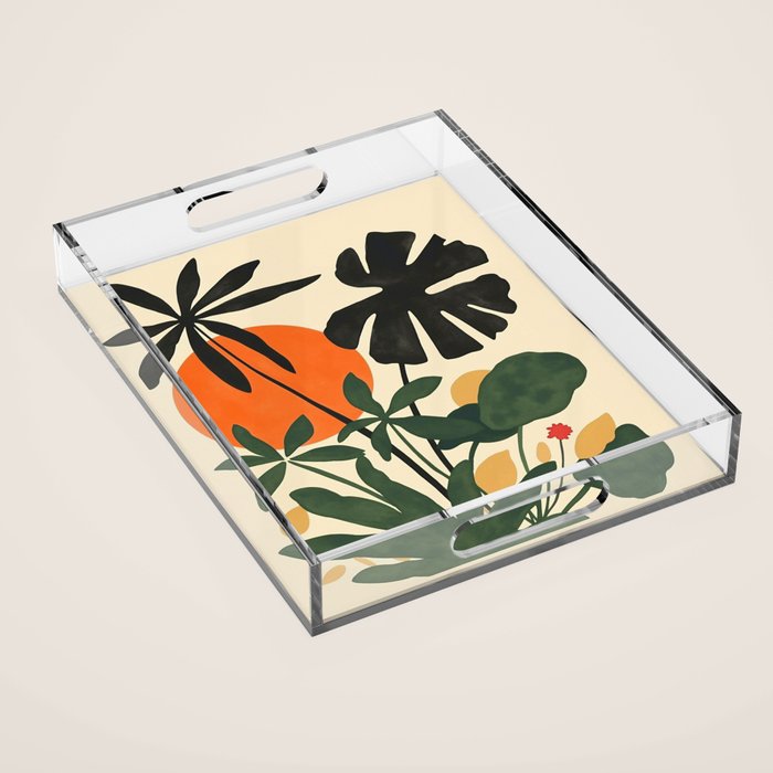 Terracotta Sun Botanical Silhouettes Acrylic Tray Gallery Image 1