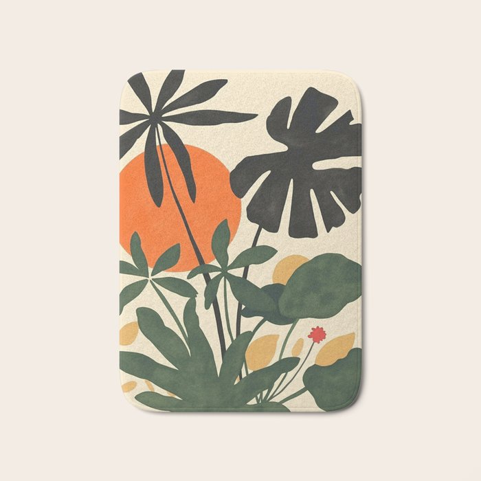Terracotta Sun Botanical Silhouettes Bath Mat Gallery Image 1