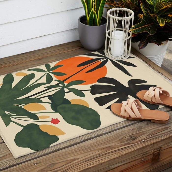 Terracotta Sun Botanical Silhouettes Outdoor Rug Gallery Image 2