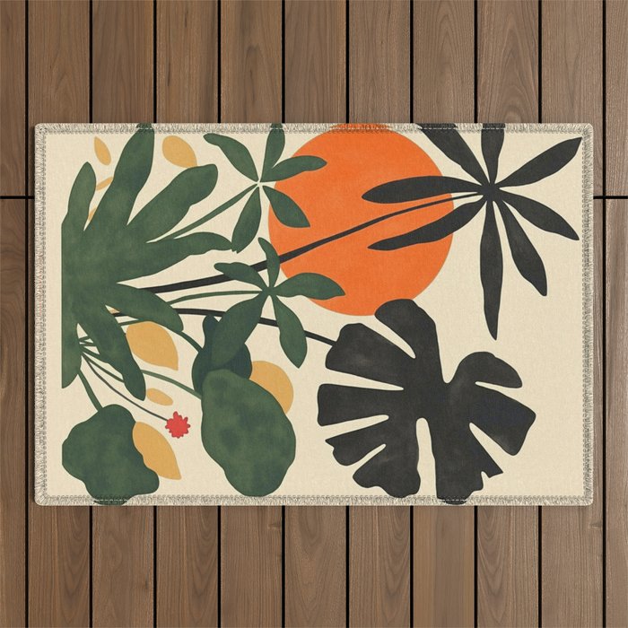 Terracotta Sun Botanical Silhouettes Outdoor Rug Gallery Image 1