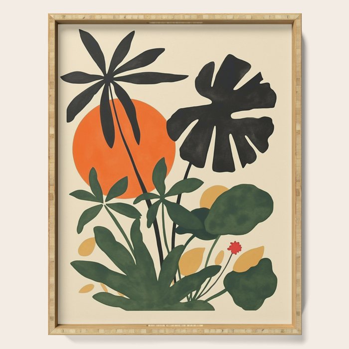 Terracotta Sun Botanical Silhouettes Serving Tray Gallery Image 1