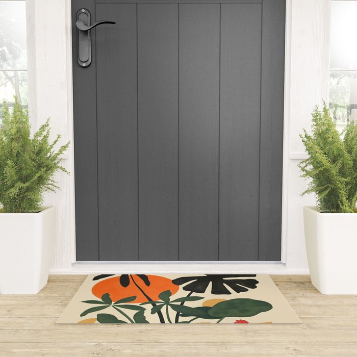 Terracotta Sun Botanical Silhouettes Welcome Mat Gallery Image 3