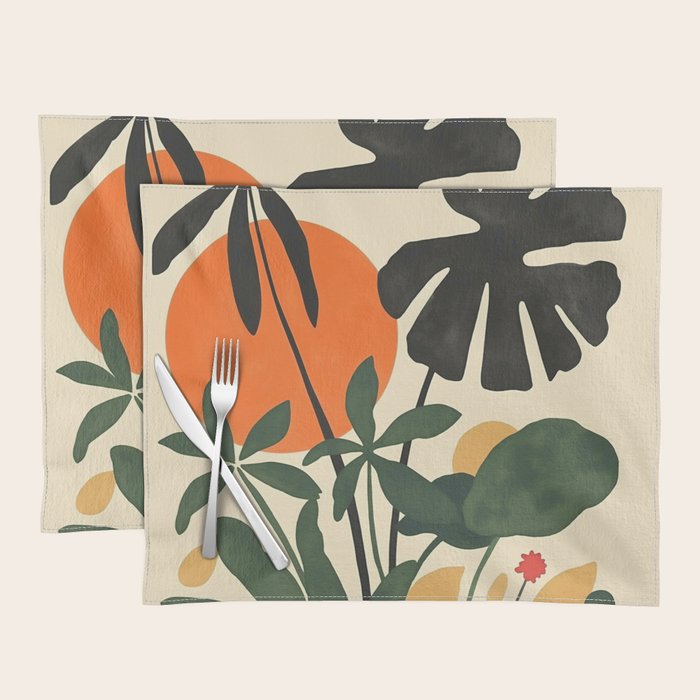 Terracotta Sun Botanical Silhouettes Placemat Gallery Image 1