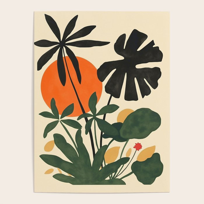 Terracotta Sun Botanical Silhouettes Poster Gallery Image 4