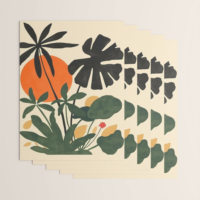 Terracotta Sun Botanical Silhouettes Wrapping Paper Gallery Image 3