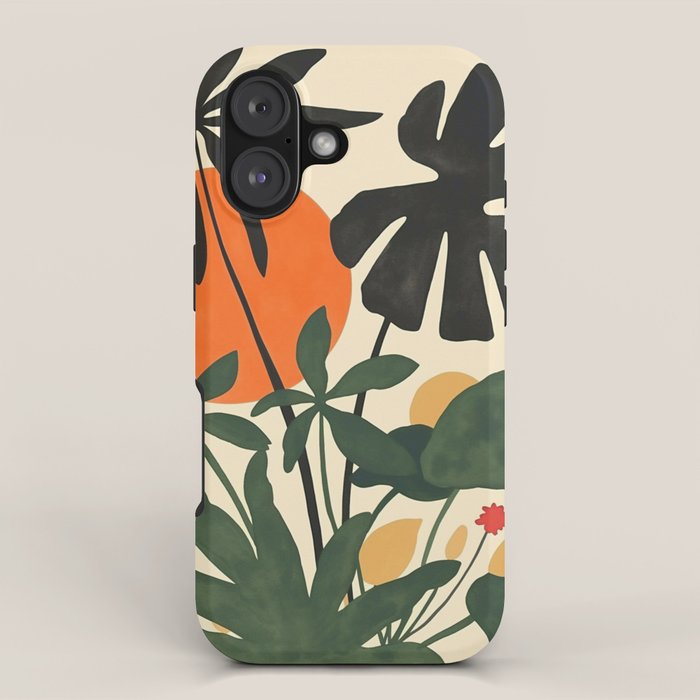 Terracotta Sun Botanical Silhouettes iPhone Case Gallery Image 1