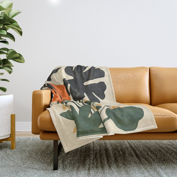 Terracotta Sun Botanical Silhouettes Throw Blanket Gallery Image 1