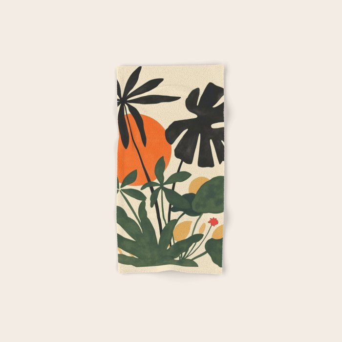 Terracotta Sun Botanical Silhouettes Bath Towel Gallery Image 1
