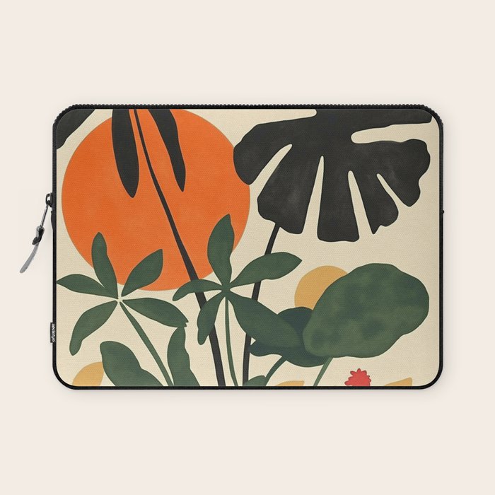 Terracotta Sun Botanical Silhouettes Laptop Sleeve Gallery Image 1