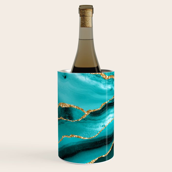 Aqua Turquoise Day Blue Galaxy Marble Wine Chiller Gallery Image 2
