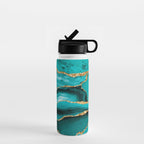 Aqua Turquoise Day Blue Galaxy Marble Water Bottle Gallery Image 1