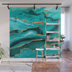 Aqua Turquoise Day Blue Galaxy Marble Wall Mural Gallery Image 1