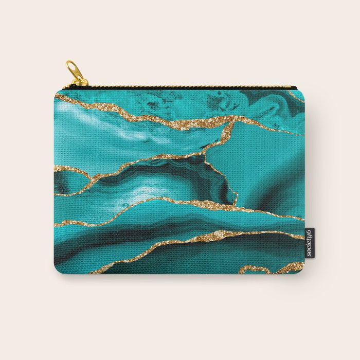 Aqua Turquoise Day Blue Galaxy Marble Carry All Pouch Gallery Image 1