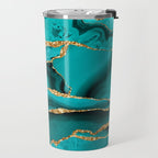 Aqua Turquoise Day Blue Galaxy Marble Travel Mug Gallery Image 2
