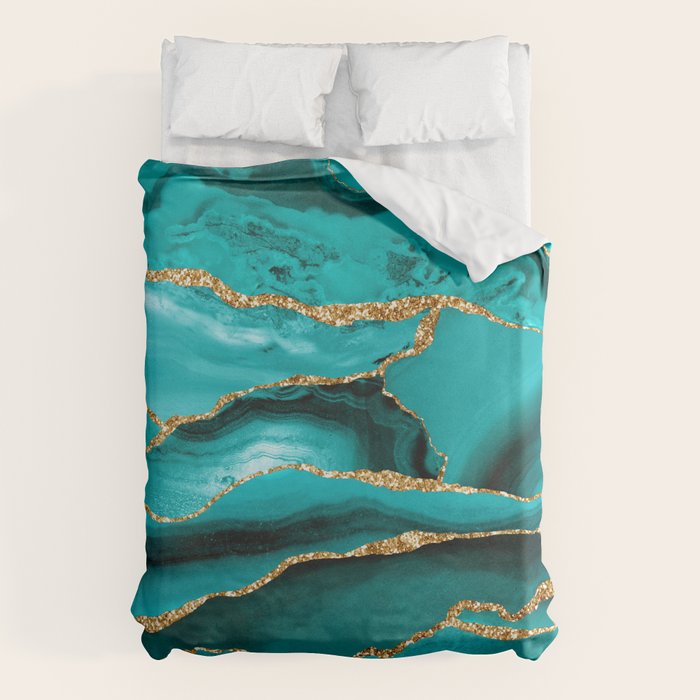 Aqua Turquoise Day Blue Galaxy Marble Duvet Cover Gallery Image 1