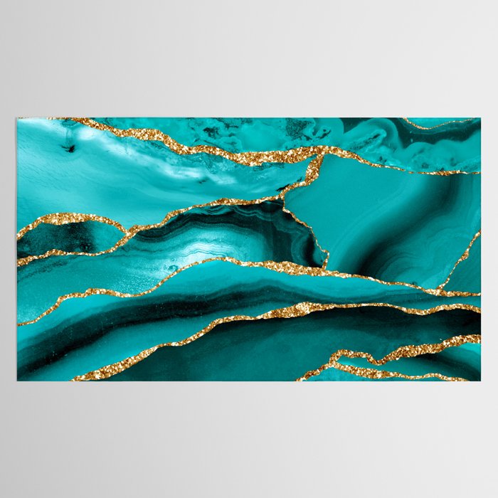 Aqua Turquoise Day Blue Galaxy Marble Tablecloth Gallery Image 2