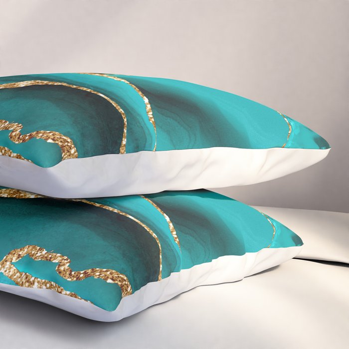 Aqua Turquoise Day Blue Galaxy Marble Pillow Sham Gallery Image 3