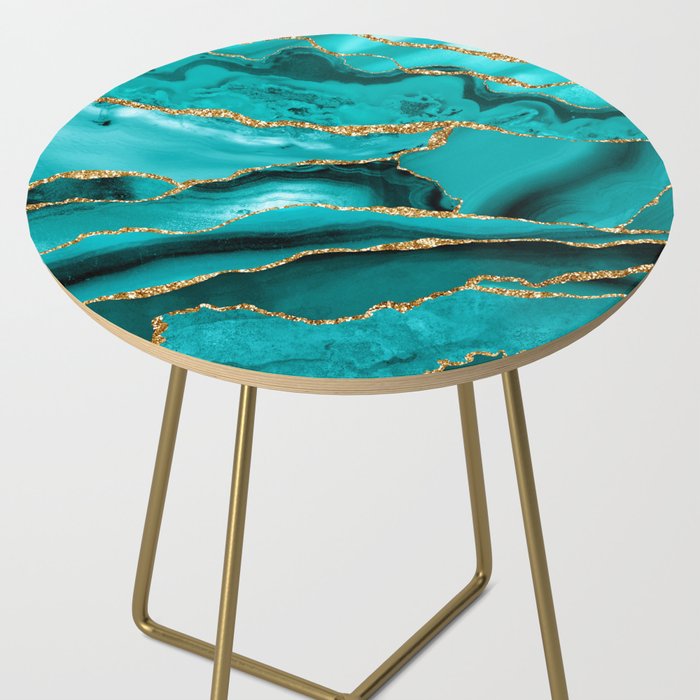 Aqua Turquoise Day Blue Galaxy Marble Side Table Gallery Image 2