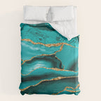 Aqua Turquoise Day Blue Galaxy Marble Duvet Cover Gallery Image 6