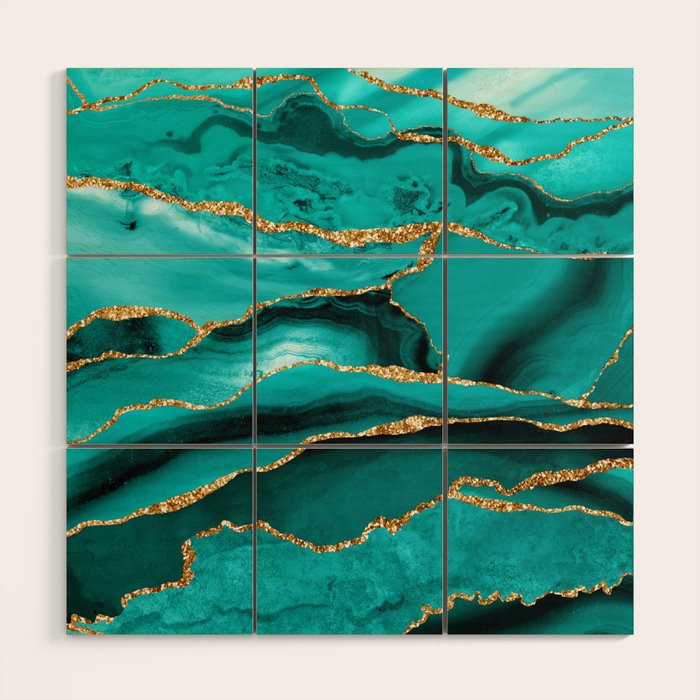 Aqua Turquoise Day Blue Galaxy Marble Wood Wall Art Gallery Image 1
