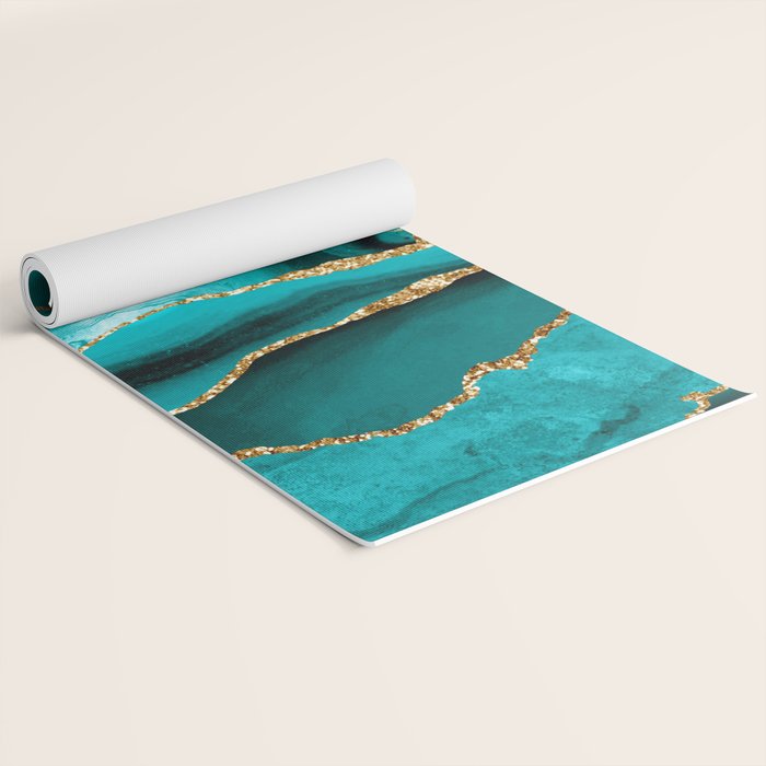 Aqua Turquoise Day Blue Galaxy Marble Yoga Mat Gallery Image 2