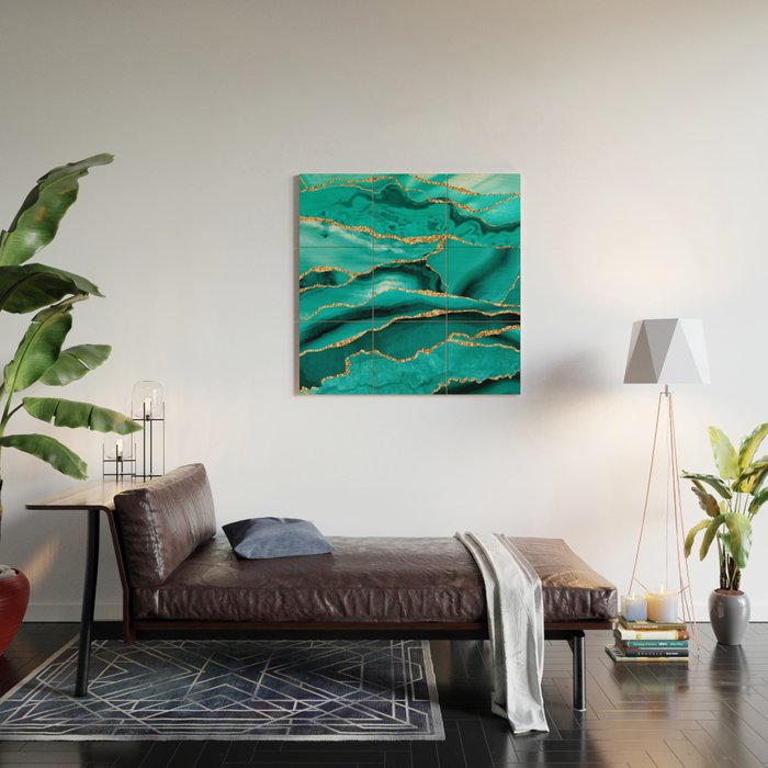 Aqua Turquoise Day Blue Galaxy Marble Wood Wall Art Gallery Image 2